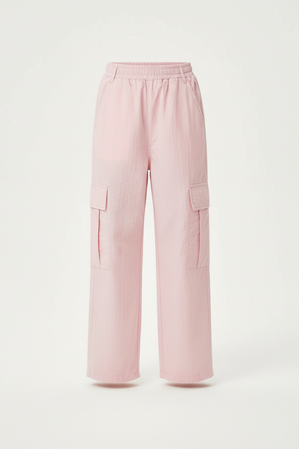 Pantalon Cargo Rose Ample Multipoches Coton Fille - Polyester - vue 3