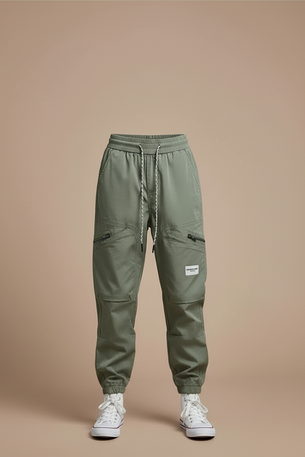 Pantalon Cargo Vert Kaki Ample Multipoches Enfant Urbain - Gabardine - vue 3