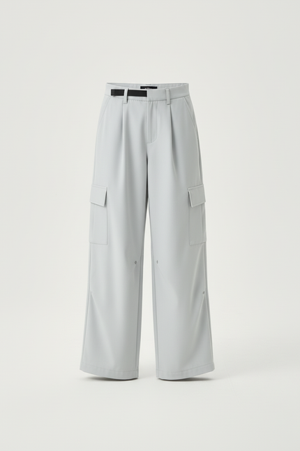 Pantalon Cargo Ample Gris Clair, Coupe Droite, Fille - Polyester - vue 3