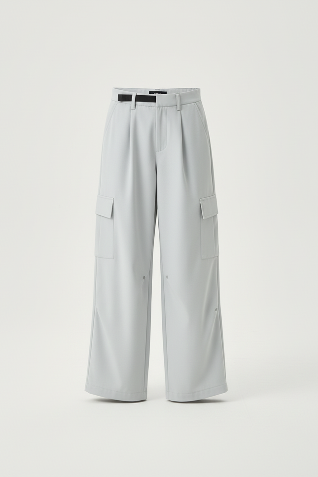 Pantalon Cargo Ample Gris Clair, Coupe Droite, Fille - Polyester - vue 3