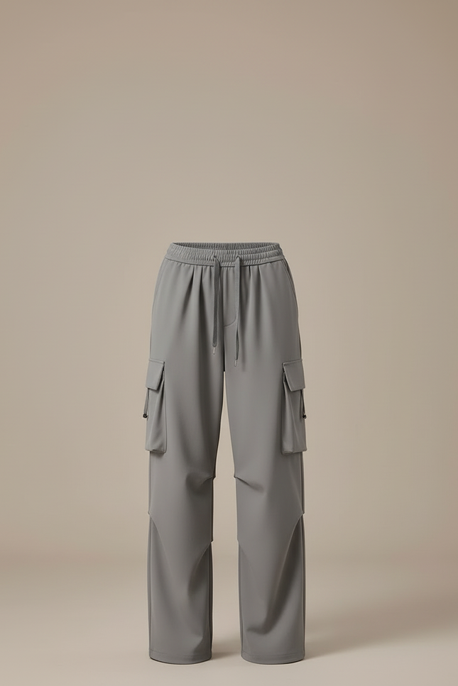 Pantalon Cargo Gris Ample Décontracté Sport Femme - Polyester - vue 3