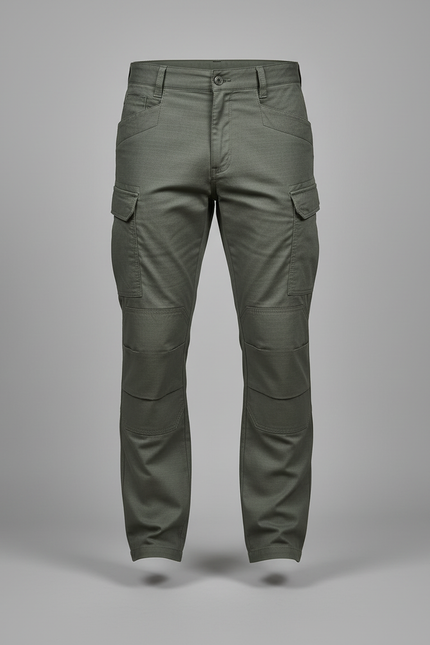 Pantalon Cargo Vert Militaire Renforcé Multipoches Homme - Kaki Gabardine - vue 3