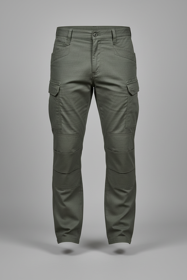 Pantalon Cargo Vert Militaire Renforcé Multipoches Homme - Kaki Gabardine - vue 3