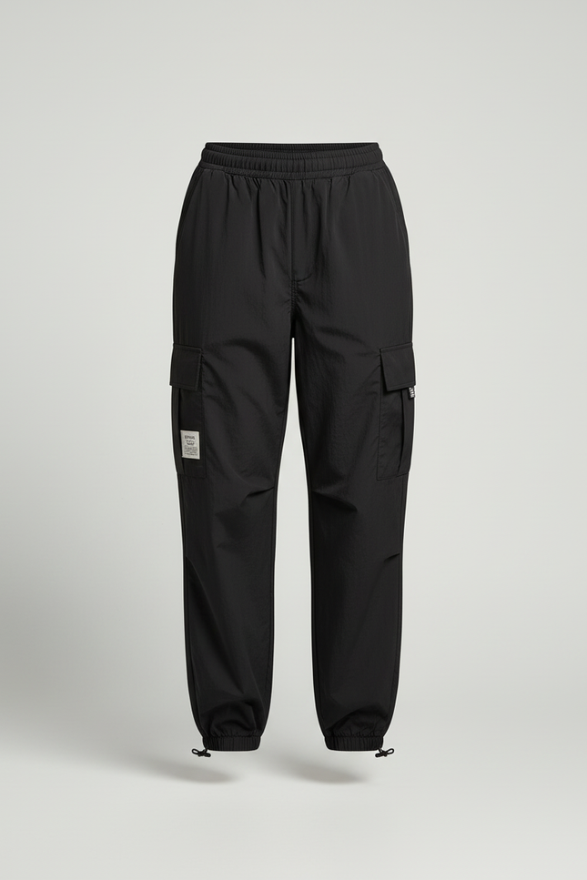 Pantalon Cargo Noir Fluide Multipoches Femme - Polyester - vue 3