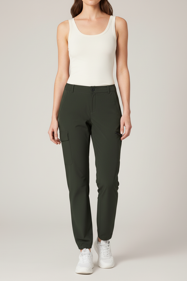 Pantalon Cargo Vert Kaki Femme Léger Ample - Polyester - vue 3