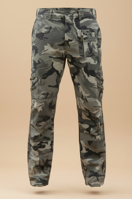 Pantalon Cargo Camouflage Militaire Multipoches Décontracté Coton - Kaki - vue 3