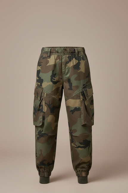 Pantalon Cargo Camouflage Garçon Ample Multipoches - Imprimé Toile - vue 3