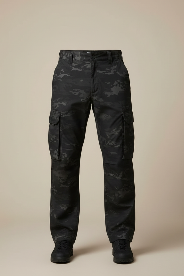 Pantalon Cargo Noir Camouflage Homme Décontracté Ample - Toile - vue 3