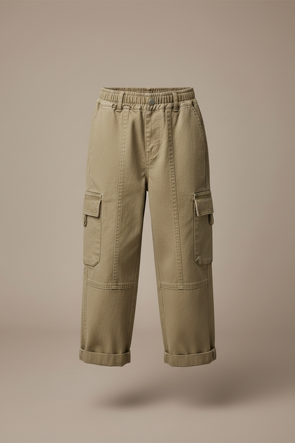 Pantalon Cargo Garçon Kaki Large Toile - vue 3