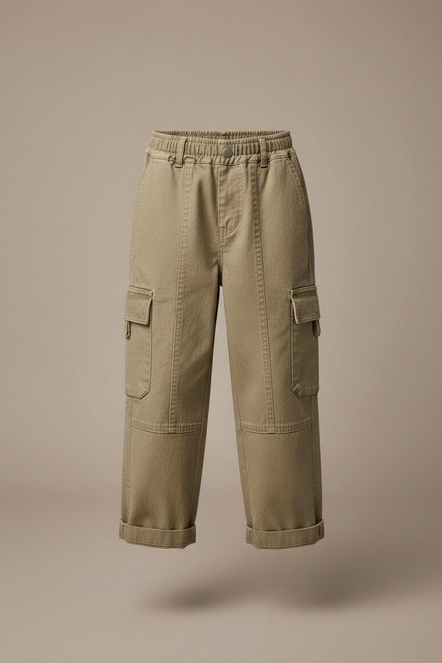 Pantalon Cargo Garçon Kaki Large Toile - vue 3