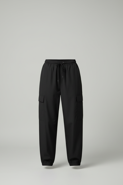 Pantalon Cargo Noir Fluide Sportif Femme - Polyester - vue 3
