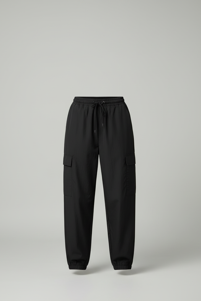 Pantalon Cargo Noir Fluide Sportif Femme - Polyester - vue 3