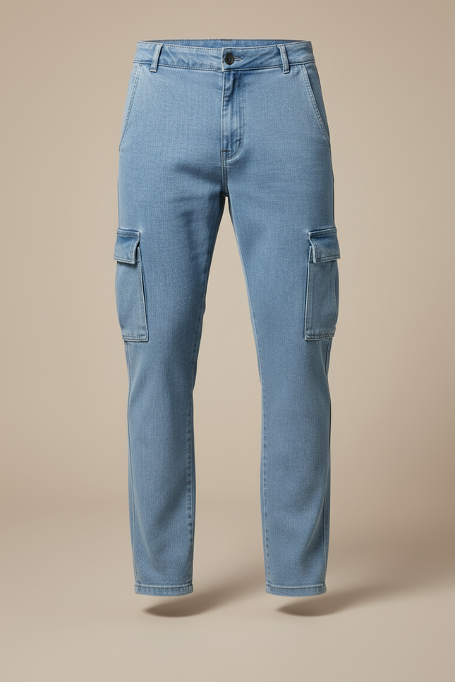 Pantalon Cargo Denim Bleu Slim Homme - Jean - vue 3