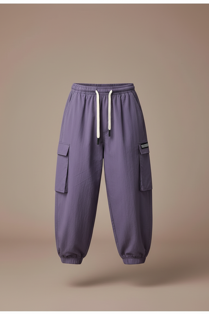 Pantalon Cargo Violet Ample Poches Garçon Casual - Polyester - vue 3