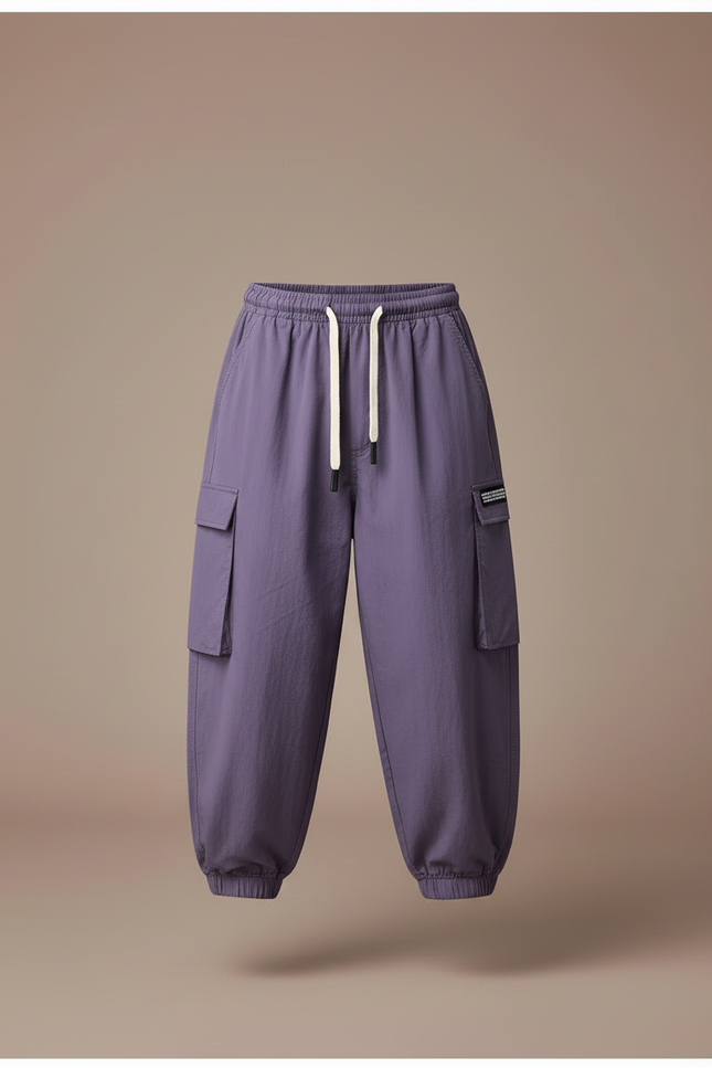 Pantalon Cargo Violet Ample Poches Garçon Casual - Polyester - vue 3