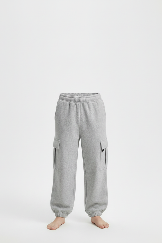 Pantalon Cargo Gris Molletonné Ample Multipoches Garçon - vue 3