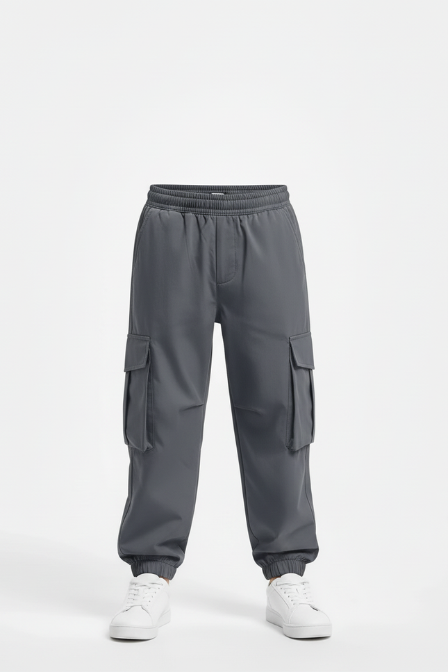 Pantalon Cargo Gris Imperméable Multipoches Garçon - Polyester - vue 3
