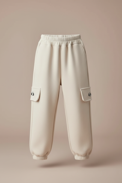 Pantalon Cargo Enfant Beige Velours Ample Décontracté - Molleton - vue 3