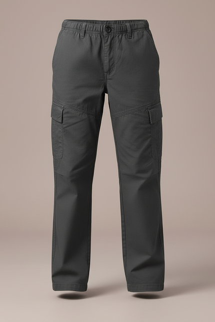 Pantalon Cargo Gris Coton Ample Décontracté Enfant - vue 3