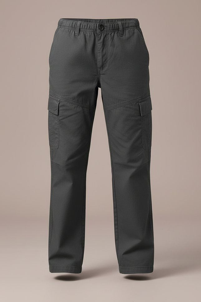 Pantalon Cargo Gris Coton Ample Décontracté Enfant - vue 3