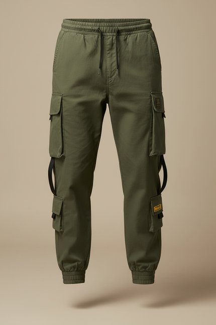 Pantalon Cargo Vert Kaki Ample Jogger Homme - Polyester - vue 3