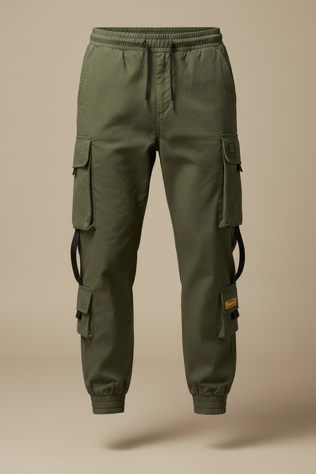 Pantalon Cargo Vert Kaki Ample Jogger Homme - Polyester - vue 3