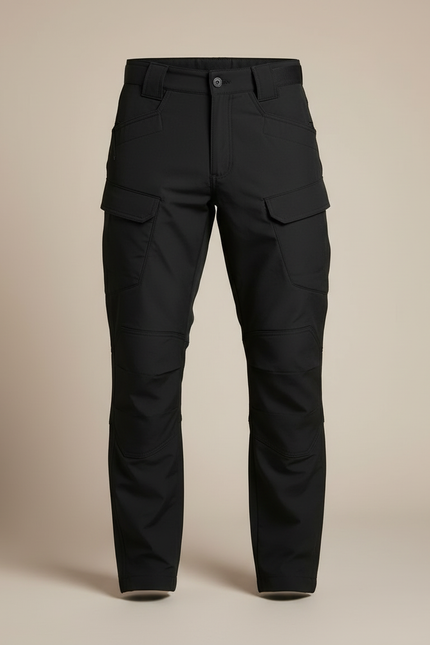 Pantalon Cargo Noir Coupe Droite Tactique Multipoches Homme - Polyester - vue 3
