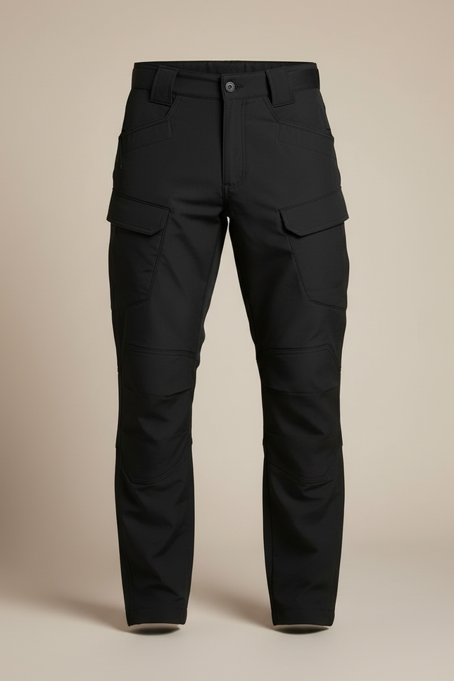 Pantalon Cargo Noir Coupe Droite Tactique Multipoches Homme - Polyester - vue 3
