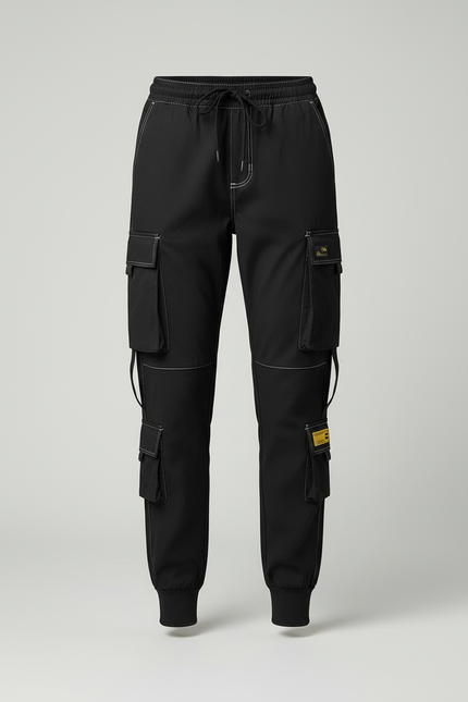 Pantalon Cargo Noir Décontracté Multi-Poches Femme - Polyester - vue 3