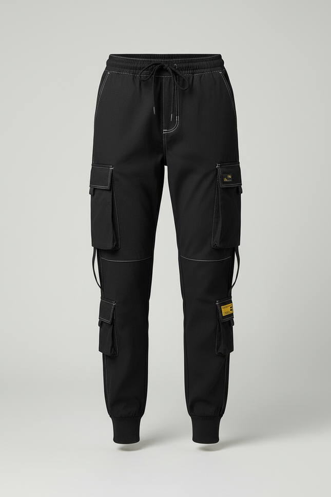 Pantalon Cargo Noir Décontracté Multi-Poches Femme - Polyester - vue 3