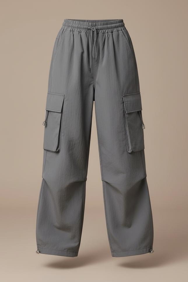 Pantalon Cargo Gris Ample Tendance Multipoches Fille - Polyester - vue 3