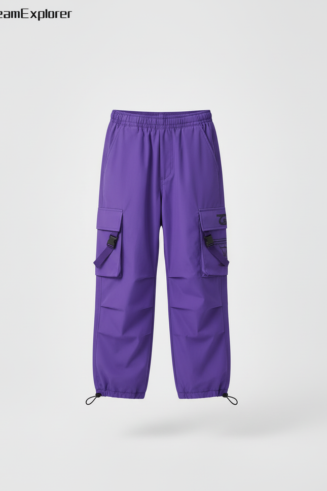 Pantalon Cargo Violet Ample Poches Garçon - Polyester - vue 3