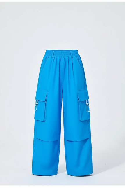 Pantalon Cargo Bleu Ample Enfants Streetwear Poches - Polyester - vue 3