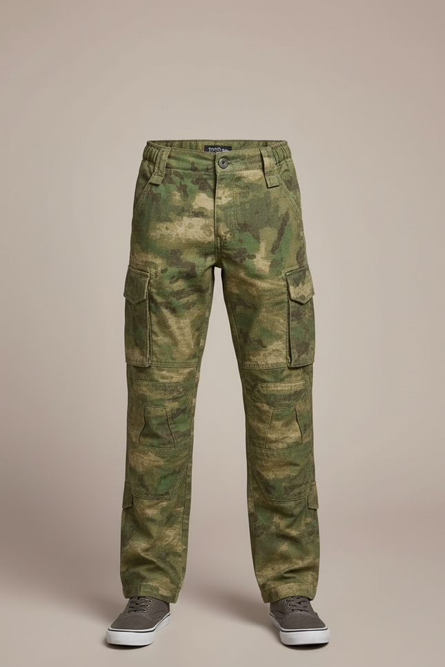 Pantalon Cargo Camouflage Militaire Enfant Garçon Vert Ample - Toile - vue 3