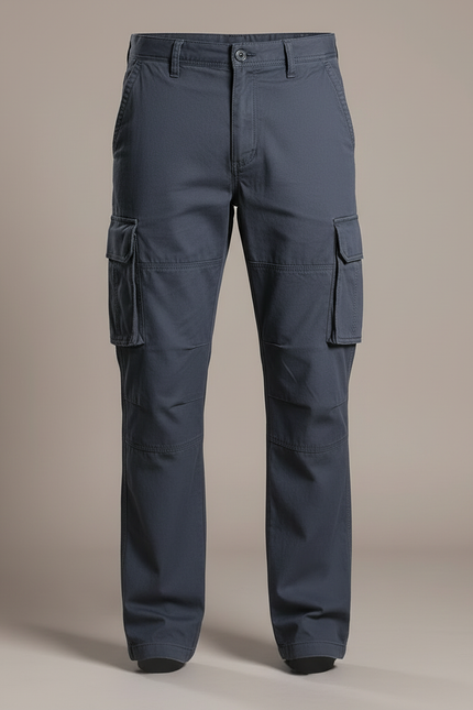 Pantalon Cargo Coton Gris Multipoches Décontracté Homme - vue 3