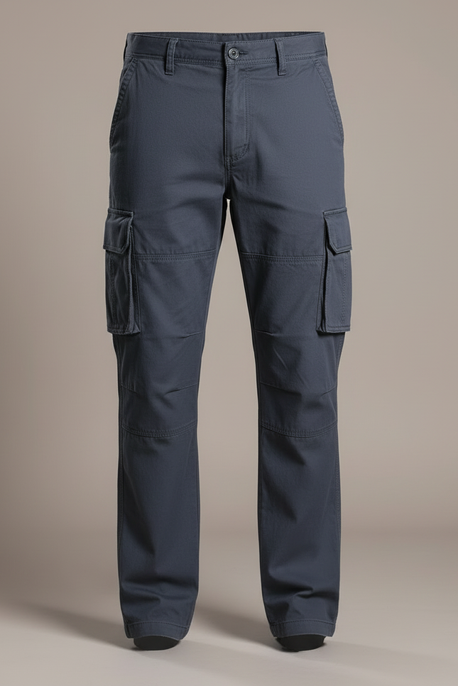 Pantalon Cargo Coton Gris Multipoches Décontracté Homme - vue 3