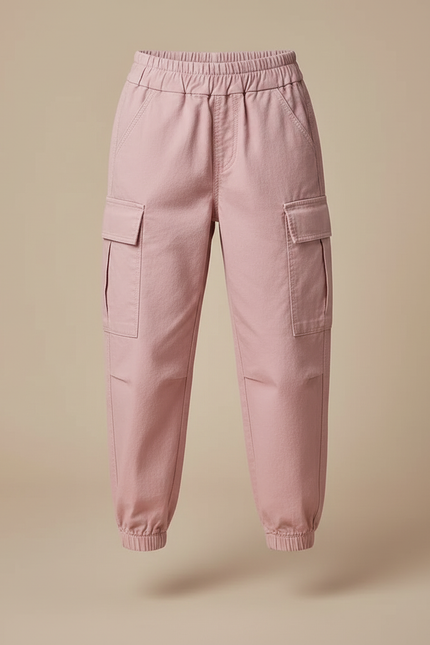 Pantalon Cargo Rose Ample Coton Fille - vue 3