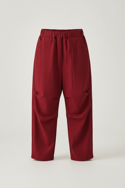 Pantalon Cargo Rouge Ample Coton Garçon - Bordeaux Gabardine - vue 3