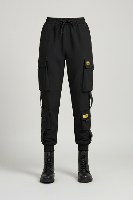 Pantalon Cargo Noir Femme Ample Sportif Poches - Polyester - vue 3