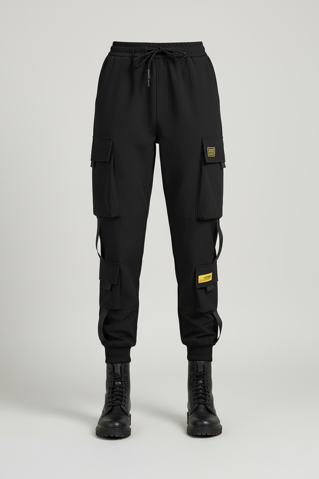 Pantalon Cargo Noir Femme Ample Sportif Poches - Polyester - vue 3