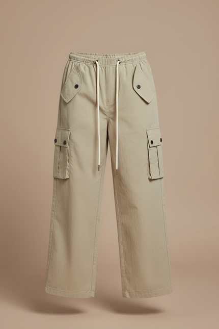 Pantalon Cargo Beige Ample Décontracté Fille - Toile - vue 3