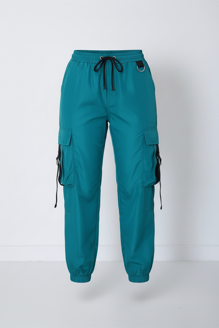 Pantalon Cargo Vert Émeraude Ample Streetwear Femme - Polyester - vue 3