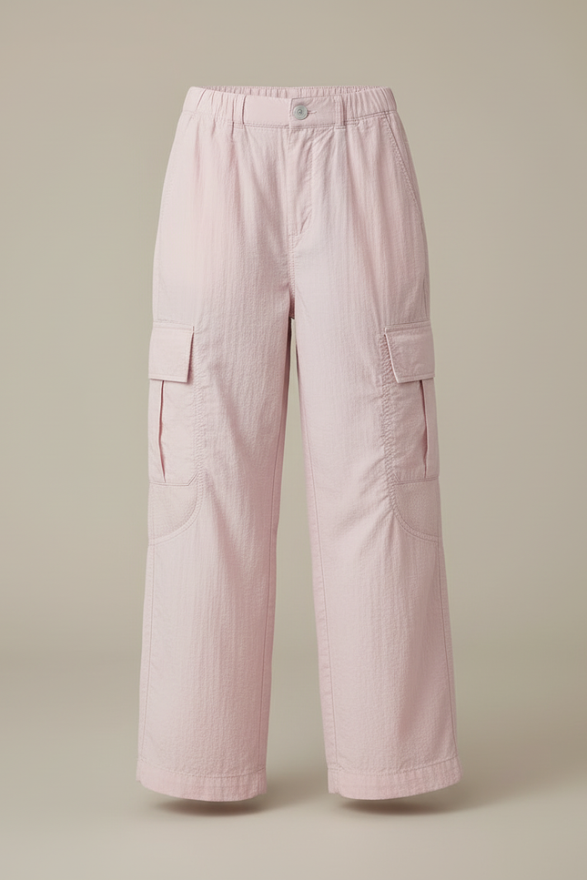 Pantalon Cargo Rose Ample Léger Poches Enfant - Lin - vue 3
