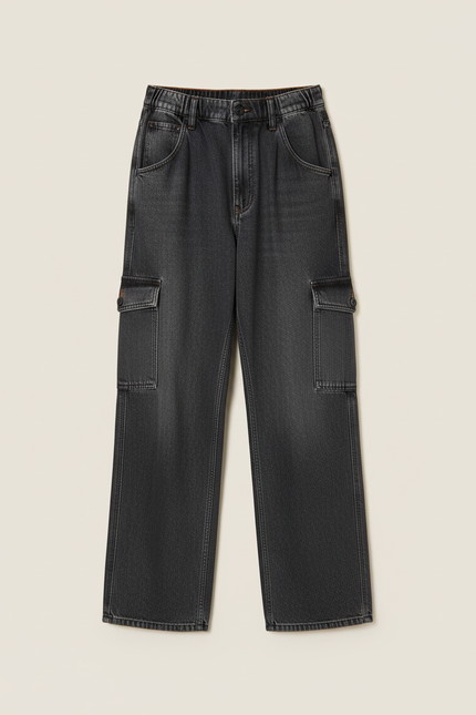Pantalon Cargo Gris Ample Denim Enfant - Jean - vue 3