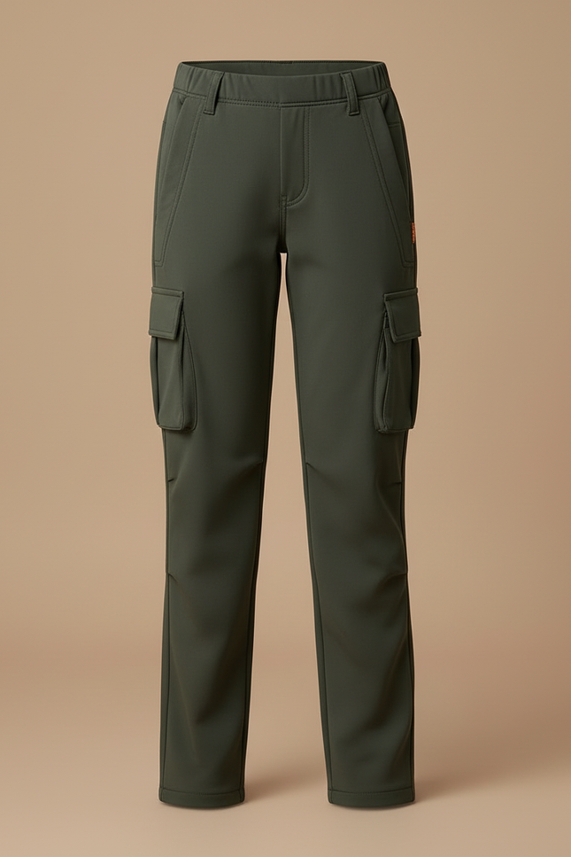 Pantalon Cargo Vert Militaire Ample Enfant Doublé - Kaki Polyester - vue 3