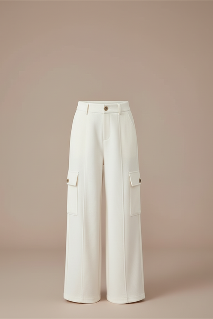 Pantalon Cargo Crème Ample Côtelé Enfant - Beige Cordé - vue 3
