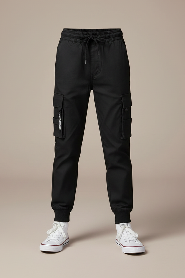 Pantalon Cargo Noir Décontracté Jogger Garçon Multipoches - Polyester - vue 3