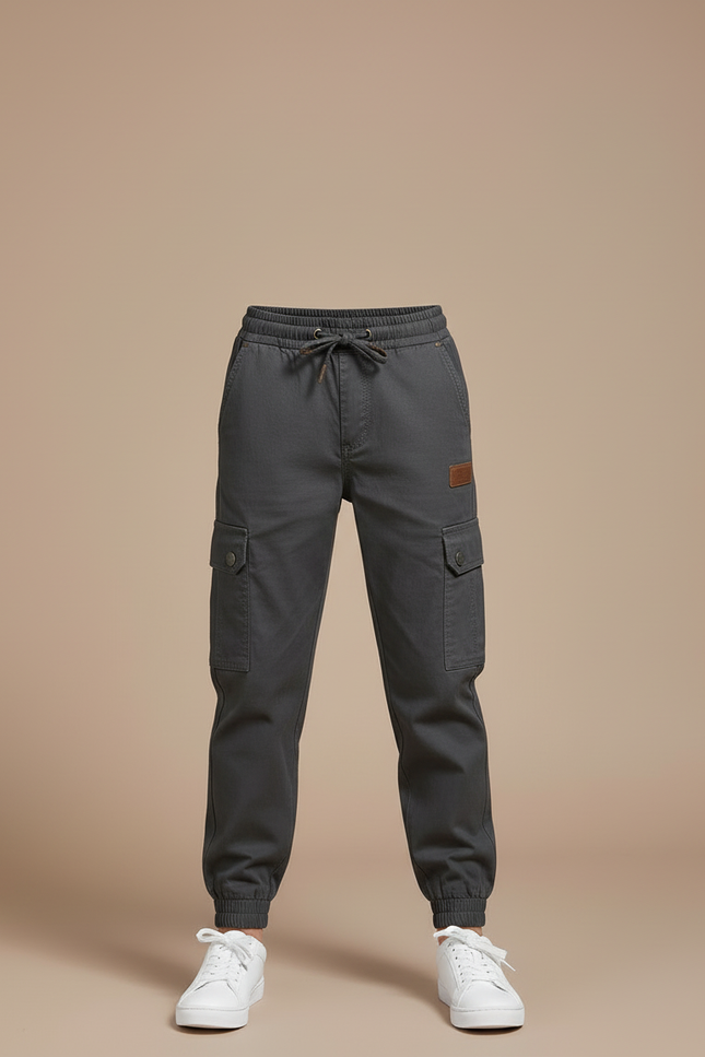 Pantalon Cargo Gris Chiné Coton Multipoches Enfant - vue 3