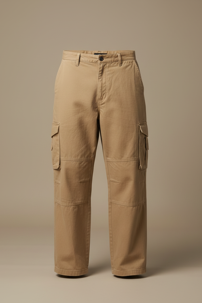 Pantalon Cargo Beige Ample Coton Multi-Poches Homme - Toile - vue 3