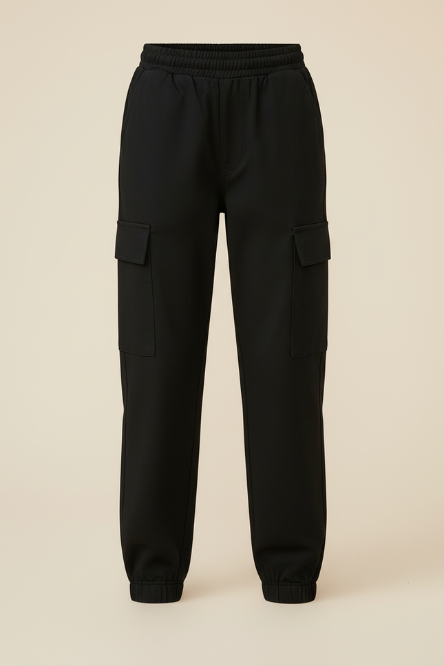 Pantalon Cargo Fille Noir Jogger - Toile - vue 3